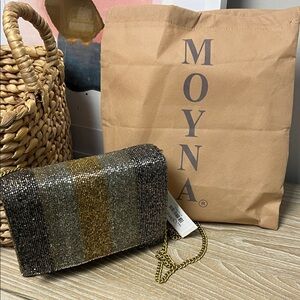 Moyna Silver and Gold Beaded Clutch